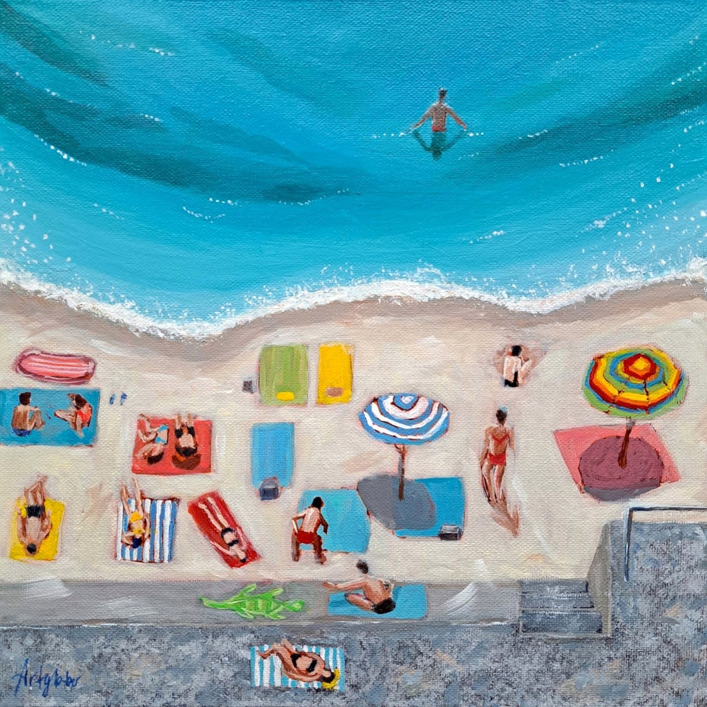 Artglober - Day at the Beach -  Acrylic on gallery wrapped canvas