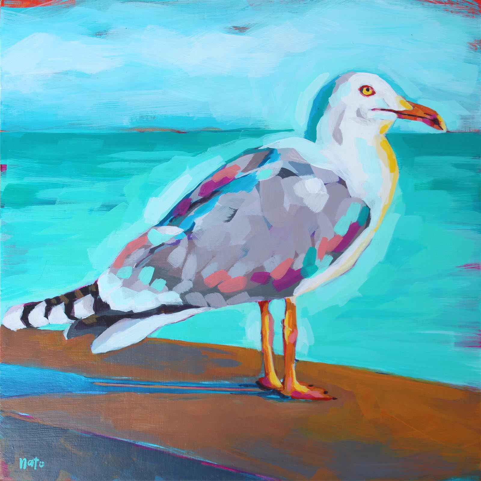 Seagull on Dock by Natalie Shaw