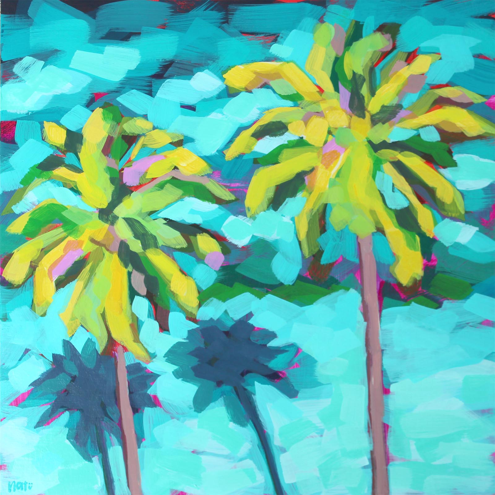 Palm Trees over Ocean by Natalie Shaw