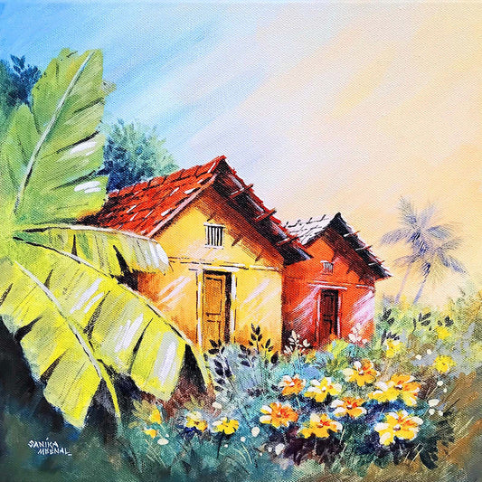 Sanika Dhanorkar - Eastern Countryside Dawn - Acrylic on Canvas by Sanika Dhanorkar